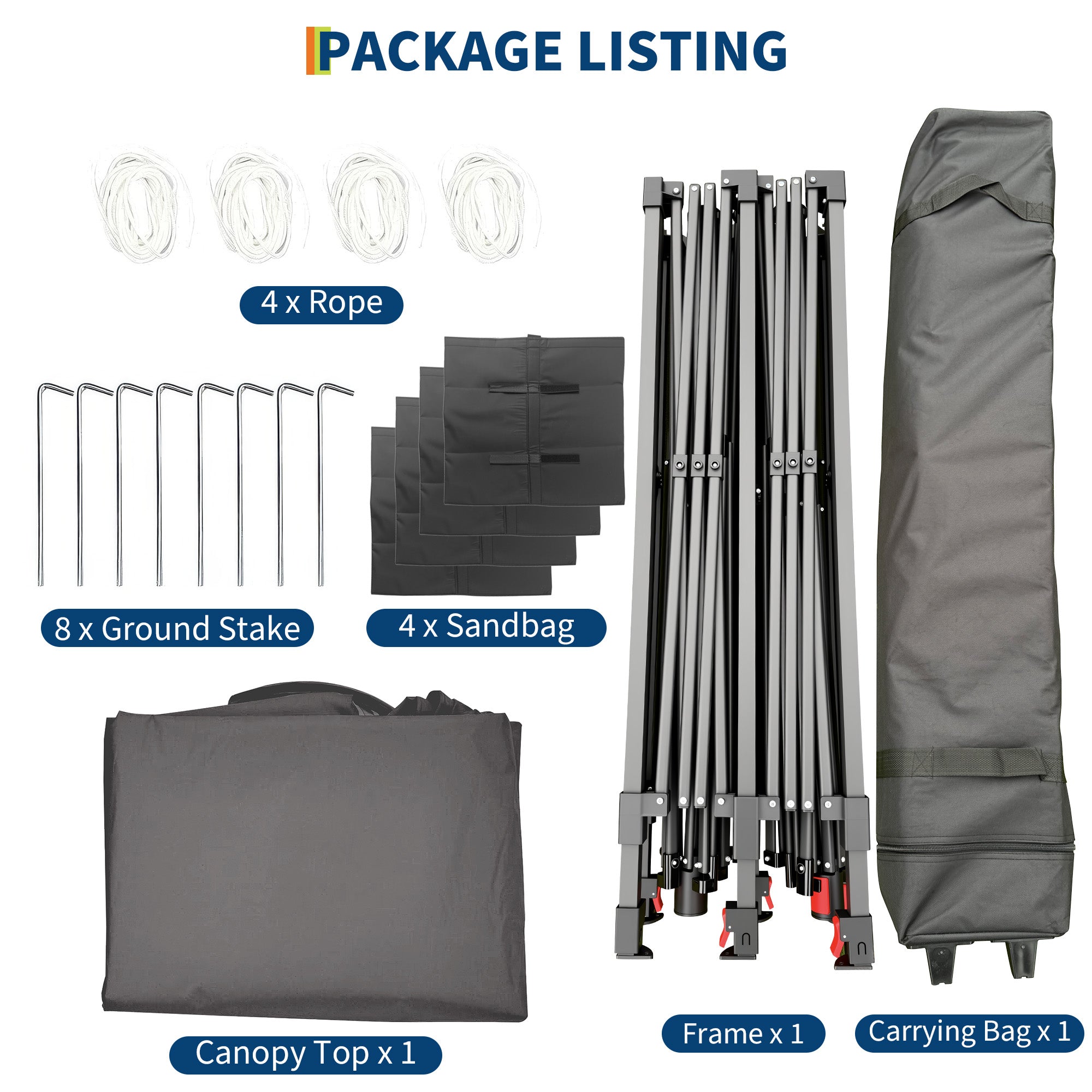 Garvee Pop Up Canopy Tent, 10 x 10 FT Gray One-Push Sun Shelter with Roof Vent, 4 Sandbags, 8 Stakes, 4 Ropes and Wheeled Bag for Parties and Events
