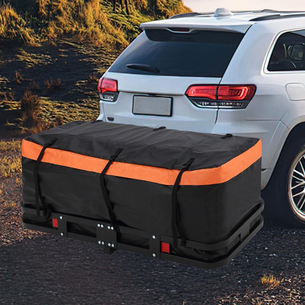 Garvee 60"x24"x6" Heavy-Duty Folding Hitch Cargo Carrier, 500 lbs Capacity Steel Rust-Resistant Mesh Basket with Security Net & Straps for Trucks SUVs Off-Road