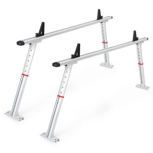 Garvee Truck Rack, 35.4-71in Adjustable Width Ladder Rack for Truck, Aluminum 800 Lbs Capacity, Heavy Duty Truck Bed Rack, Stable Drilling Cargo Support System for Kayak, Surfboard, Lumber, Silver