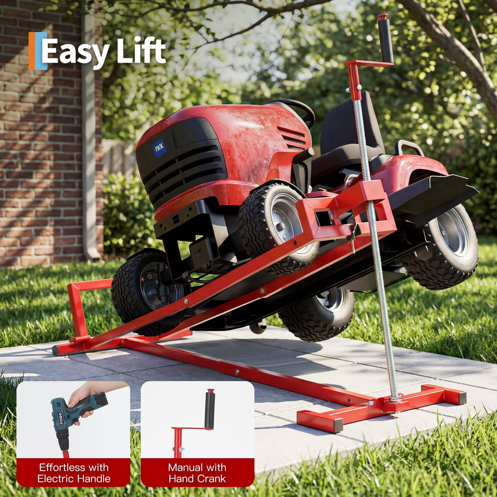 Garvee 880 lb Heavy Duty Lawn Tractor Lift Jack, Manual Crank Mower Lift for Riding Mowers and ATVs