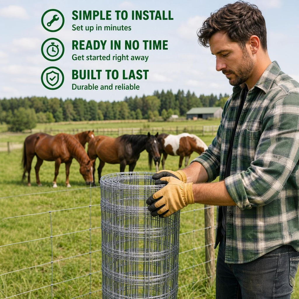 Garvee 6' × 164' Farm Fence Roll, 12 Gauge Galvanized Woven Wire for Cattle, Goats and Pasture
