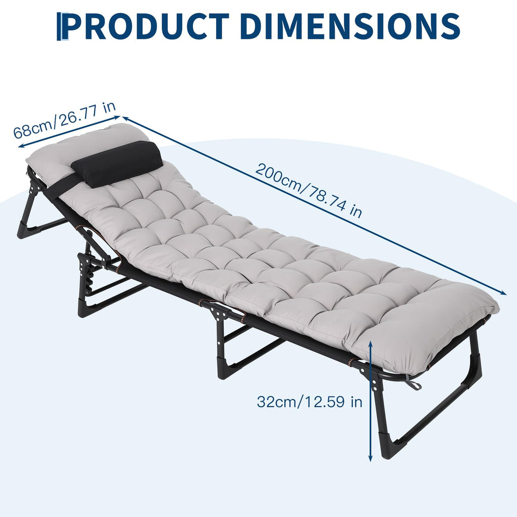 Garvee Portable Camping Cot for Adults, Heavy Duty Folding Bed with Thick Mattress Max 400LBS, Sleeping Cot for Camping, Travel, Home & Guest, Grey