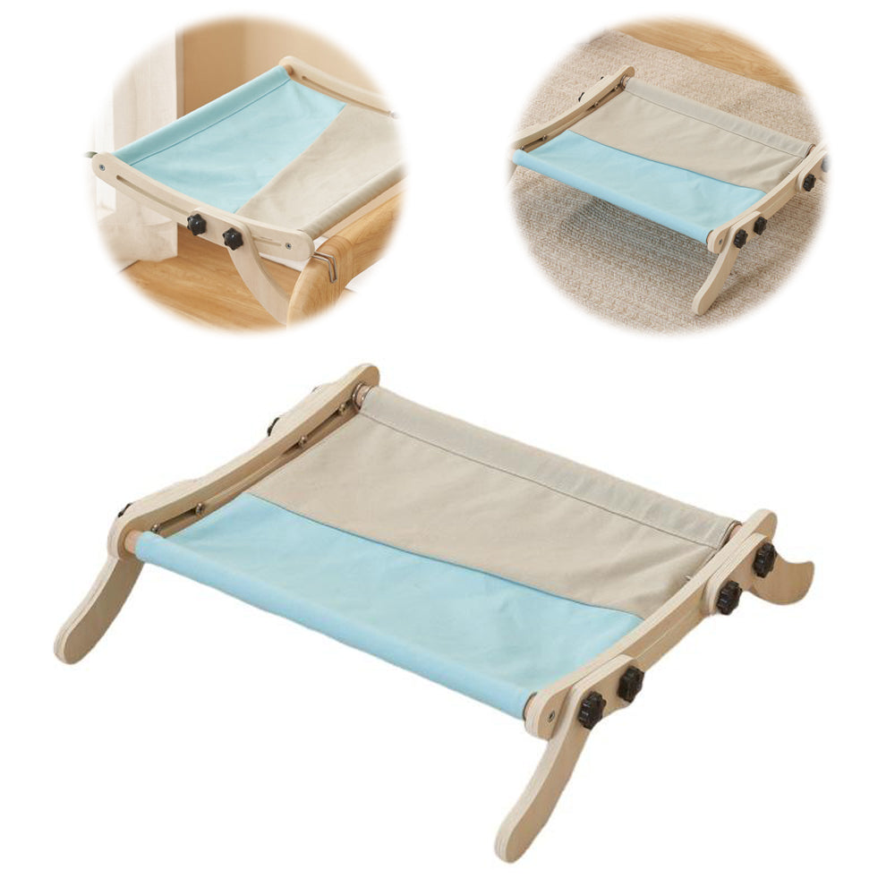 Garvee Cat Window Perch, Cat Radiator Bed Hammock, Holds Up to 18kg Wooden Seat Cats Bed, No-Screw Adjustable and Suction Cups, for Windowsill, Bedside, Radiator, Easy Assembly