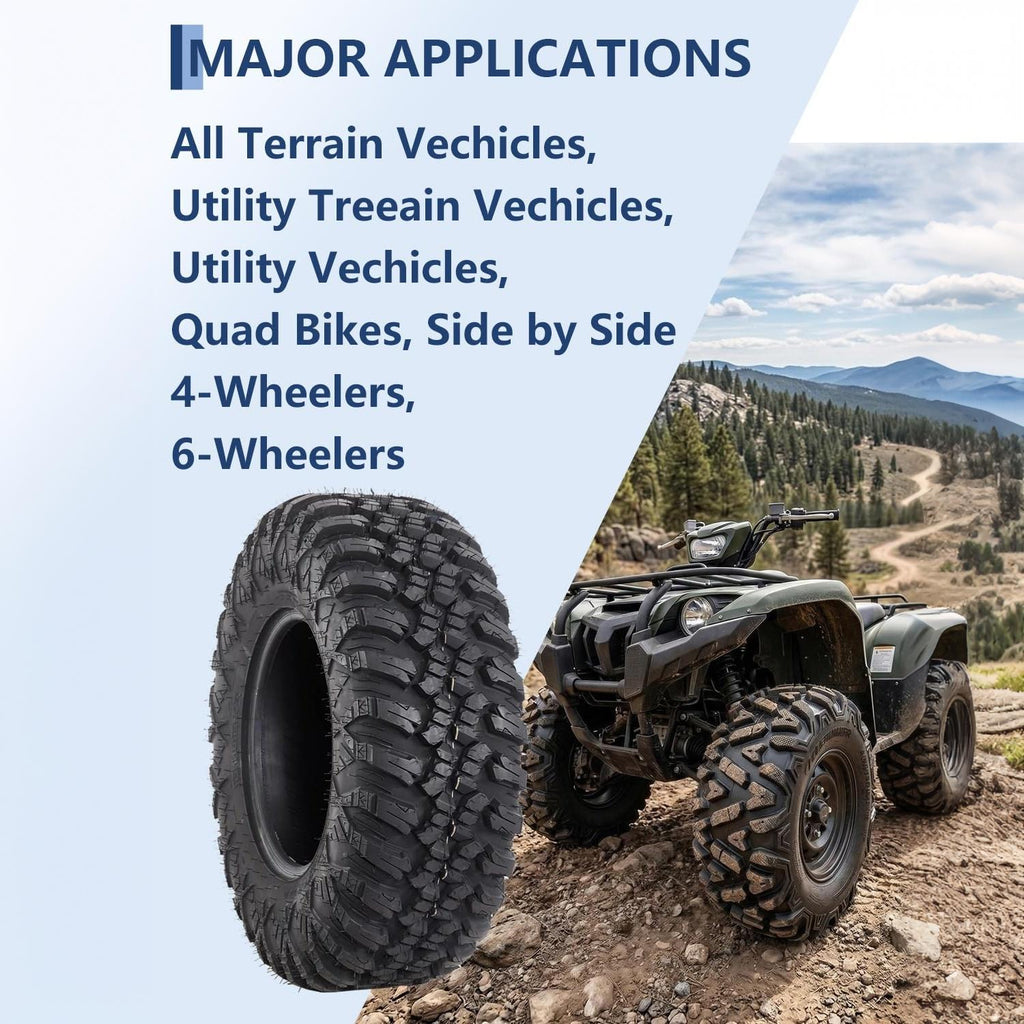 Garvee Heavy Duty 8-Ply Radial UTV/ATV Tires Set of 2 - 32x10R14 - 16mm Deep Grip - 1172 lbs Load Capacity - Reinforced Sidewall Armor - Off-Road Utility Tire for Medium-Hard Terrain - AT32x10R14-8PR TL Northern Lights A/T