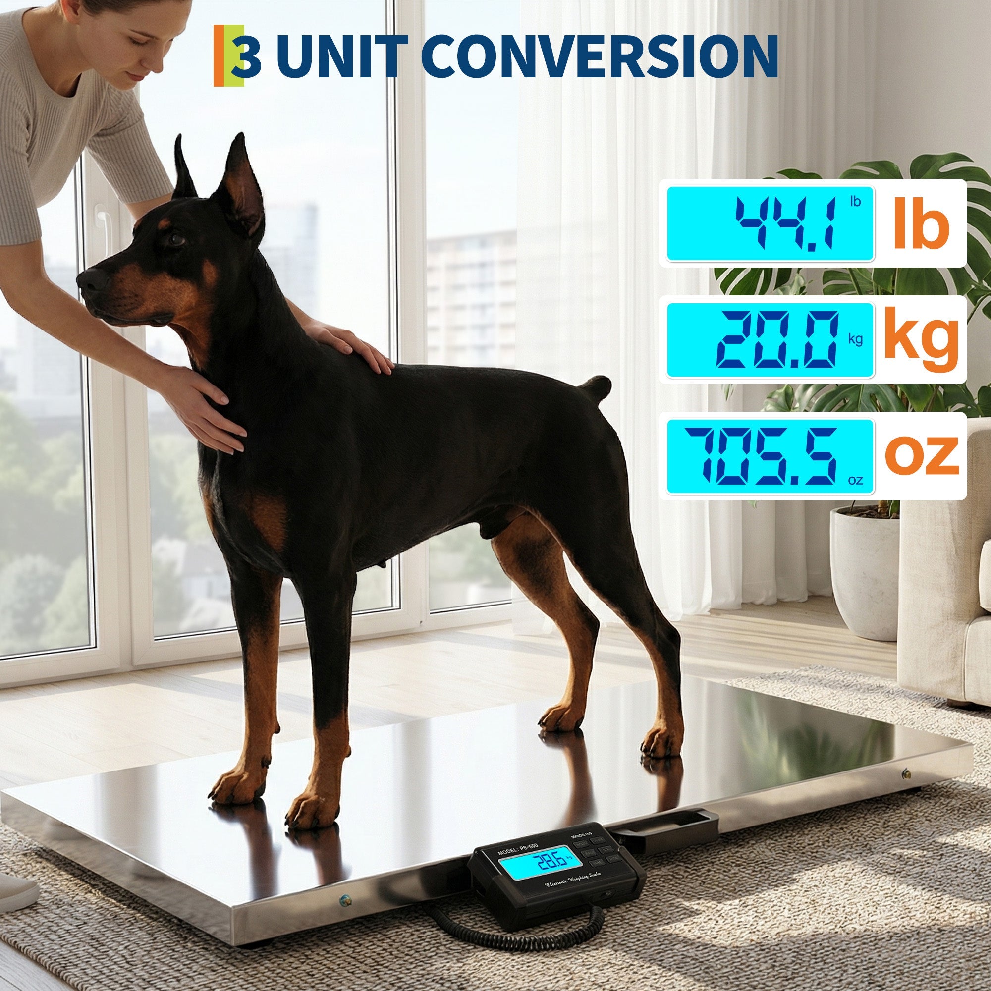 Garvee 1100 lb Pet & Livestock Scale, 40.5" × 20.9" Stainless Steel Platform for Farm and Ranch