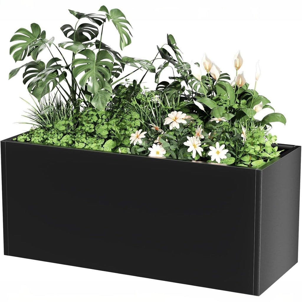 Garvee Raised Garden Bed, 67.7 x 18.1 x 11.8-Inch Black Metal Planter with Open Bottom and Removable Dividers for Vegetables, Herbs and Flowers