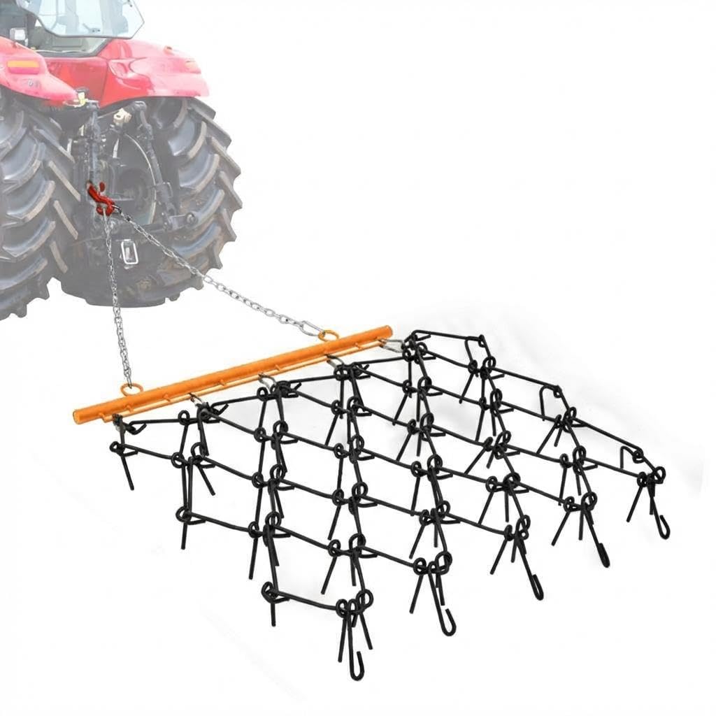Garvee Heavy Duty 4 ft x 5.6 ft Chain Drag Harrow 3/8" Tines Compatible with Tractors ATV UTV Lawn Tractor Attachments for Leveling, Grading, Breaking Up Soil, Garden Towing, Field, Yard, Farm
