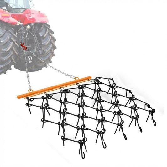 Garvee Heavy Duty 4 ft x 5.6 ft Chain Drag Harrow 3/8" Tines Compatible with Tractors ATV UTV Lawn Tractor Attachments for Leveling, Grading, Breaking Up Soil, Garden Towing, Field, Yard, Farm
