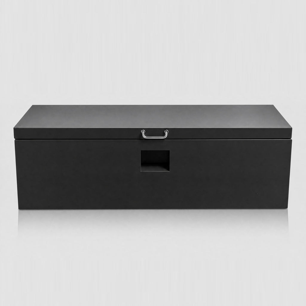 Garvee 30"X16"X14" Heavy Duty Steel Lockable Truck Bed Tool Box – Weatherproof Dual Lid Storage Chest with T-Handle, Gas Struts, Side Handles, Black – Ideal for Pickup, RV, Trailer, Black