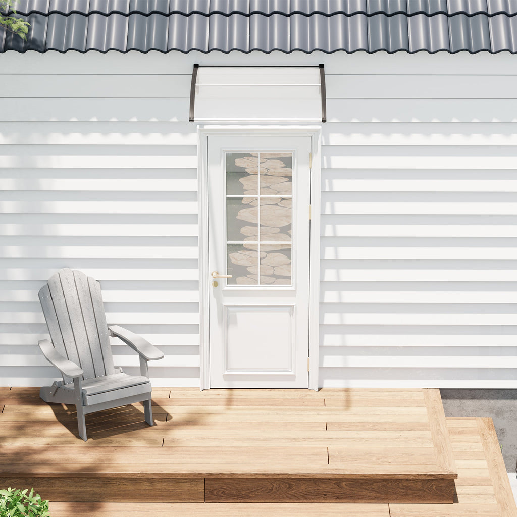 Garvee 40" x 40" Polycarbonate Door & Window Awning Canopy, Weather-Resistant Outdoor Cover with Plastic Steel Brackets, UV/Rain/Snow Protection, Transparent