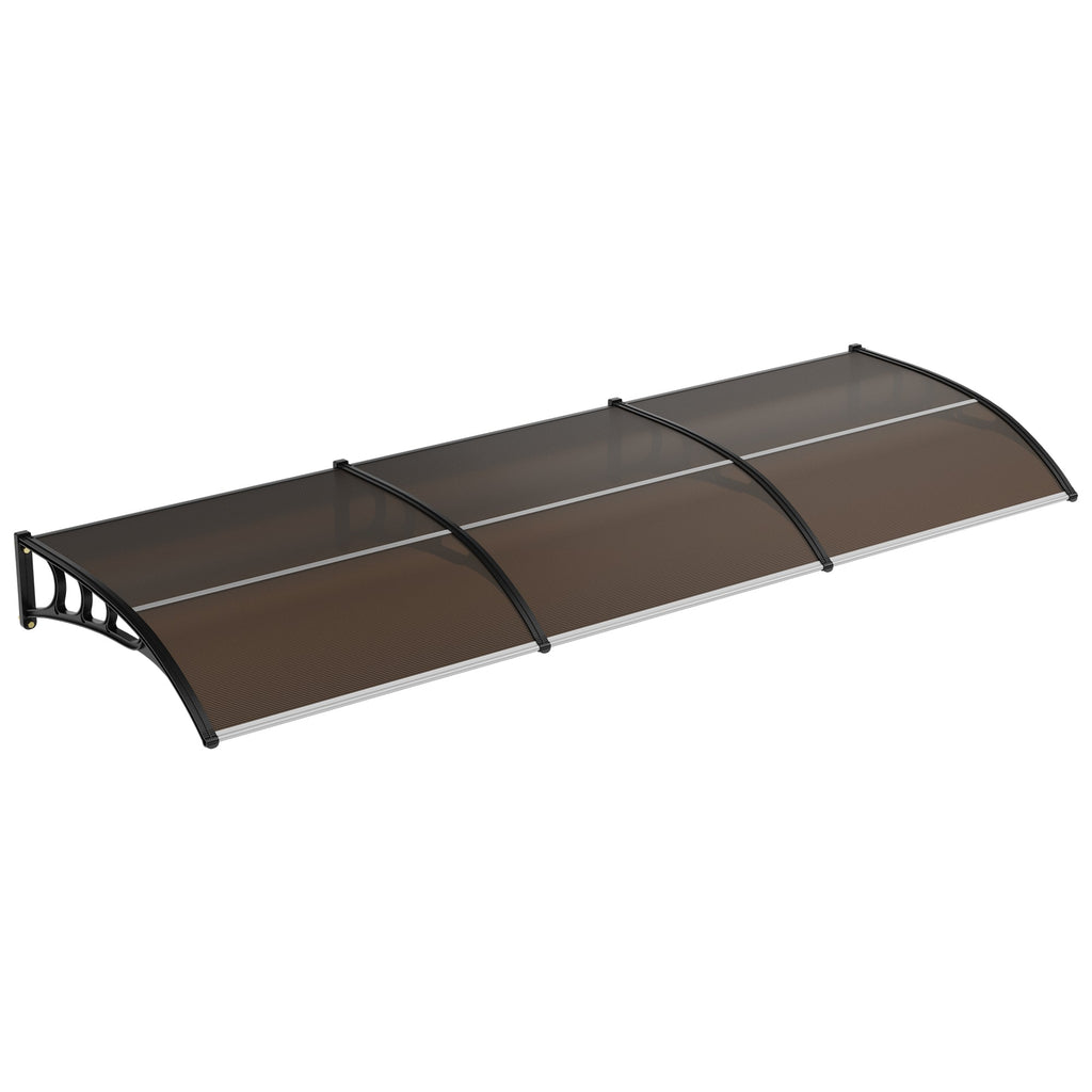 Garvee 40" X 120" Heavy-Duty Outdoor Door Awning Canopy - Polycarbonate Cover, UV/Rain/Snow/Sun Protection, Plastic Steel Brackets, Brown Shelter