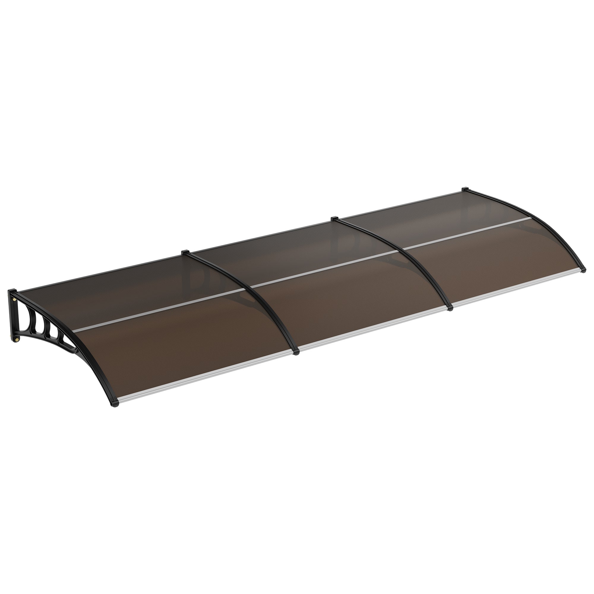 Garvee 40" X 120" Heavy-Duty Outdoor Door Awning Canopy - Polycarbonate Cover, UV/Rain/Snow/Sun Protection, Plastic Steel Brackets, Brown Shelter