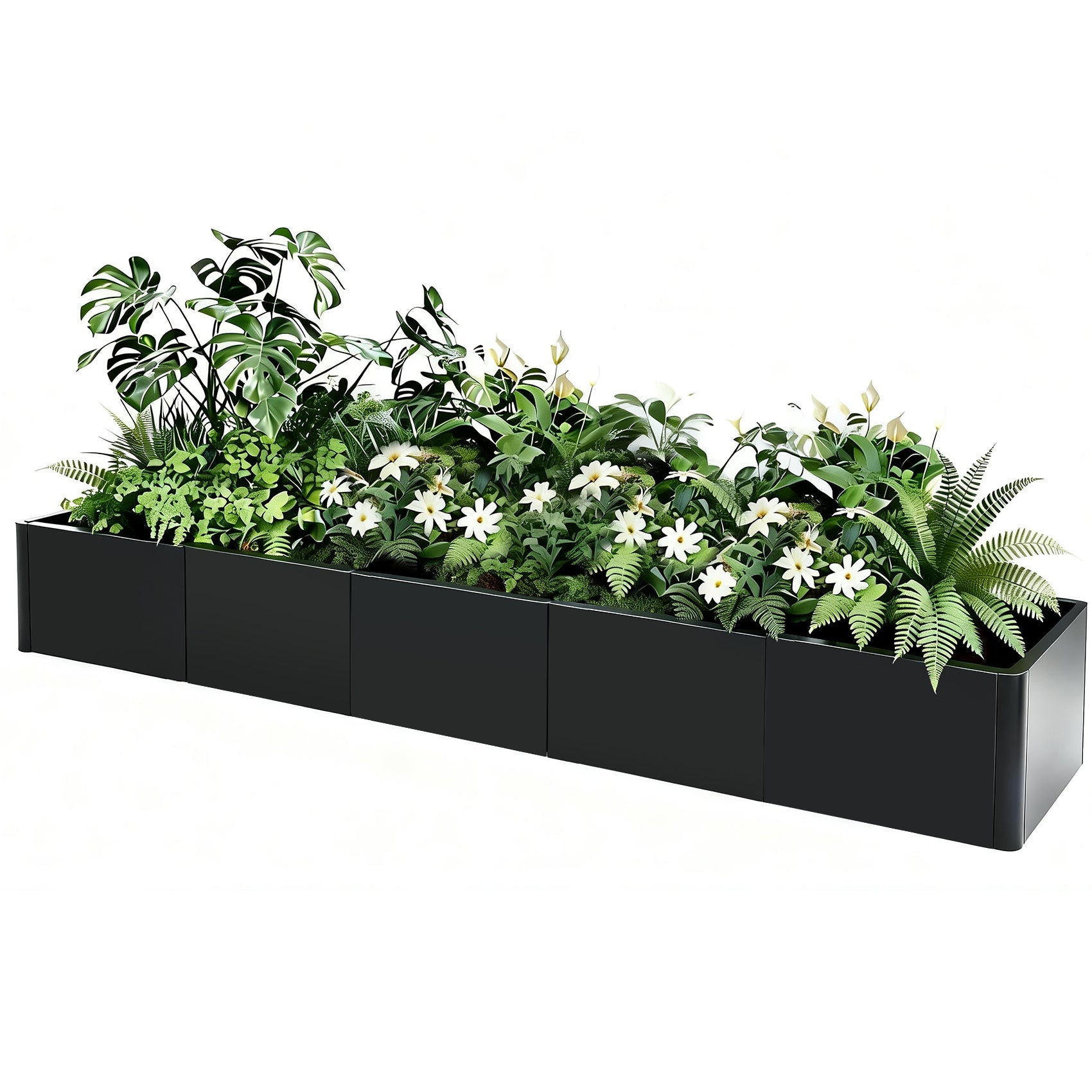 Garvee 70" X 20" X 12" Heavy Duty Black Steel Raised Garden Bed Planter Box – Weather Resistant, Tool-Complimentary Assembly, Rectangular with Base, Ideal for Patio, Balcony, Commercial Use, With Bottom