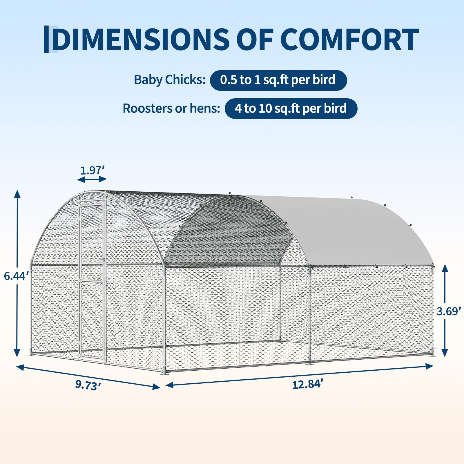 Garvee 13x10ft Large Metal Chicken Coop – Walk-In Poultry Cage with Waterproof Anti-UV Cover, Silver