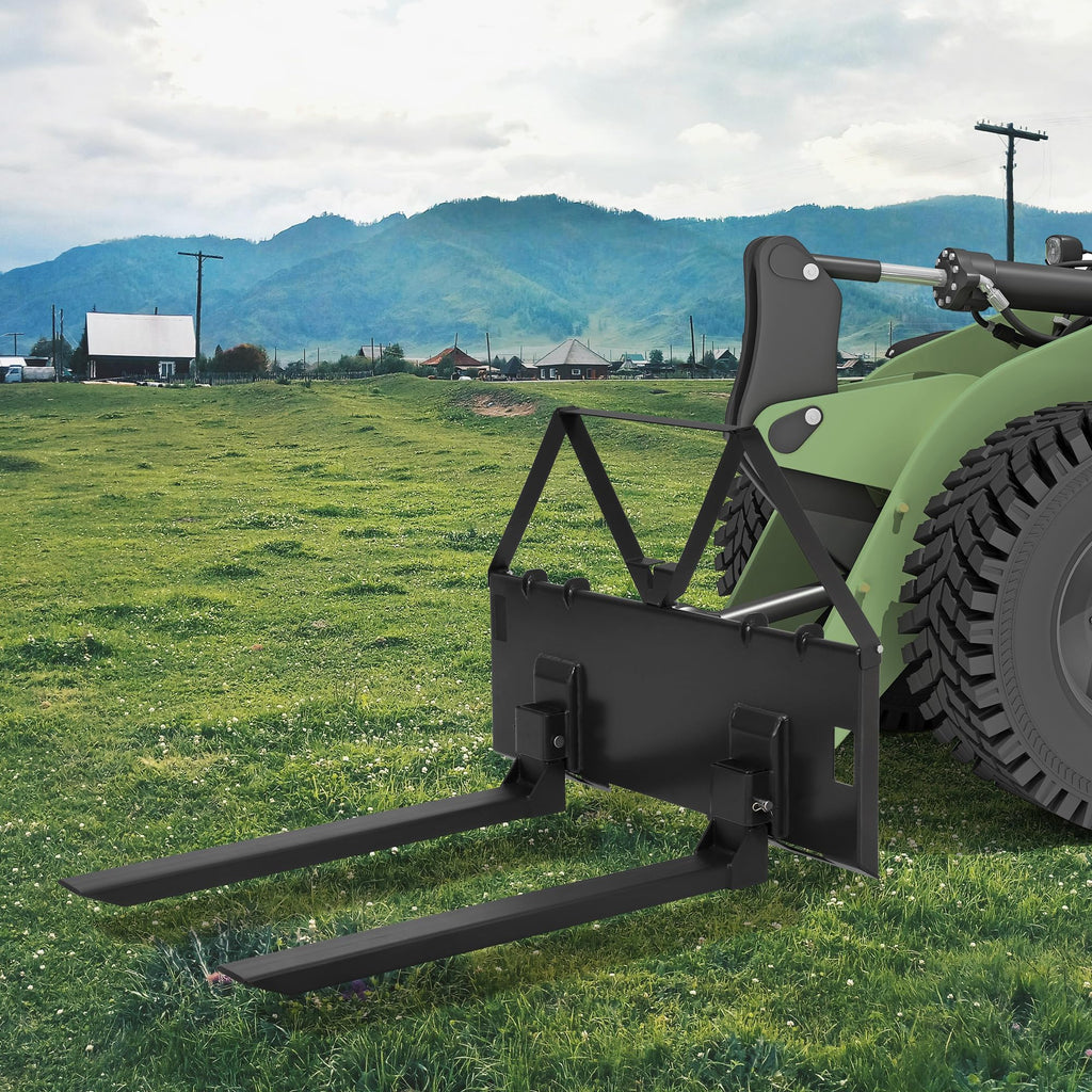 Garvee 3200lbs Heavy Duty 46" Tractor & Skid Steer Pallet Forks – Quick Attach Loader Fork Attachment – Global Frame for Farming, Landscaping, Construction – 2 Pack, Black | Comes in two packs