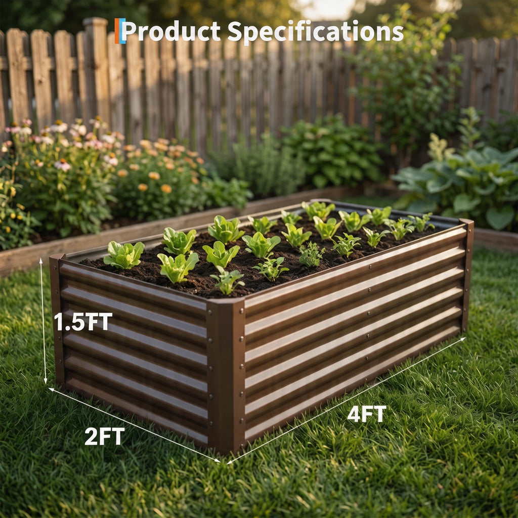 Garvee 2 Pack Tall 4 x 2 Ft Galvanized Steel Raised Garden Bed, Outdoor Above Ground Planter Box for Vegetables and Flowers, Metal Raised Bed for Gardening