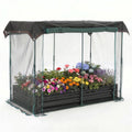 Garvee 8 x 4 x 1 FT Galvanized Raised Garden Bed with Crop Cage, 60% Shade Cloth, Zippered Mesh Doors & Pest Barrier for Vegetables, Herbs and Flowers, Black