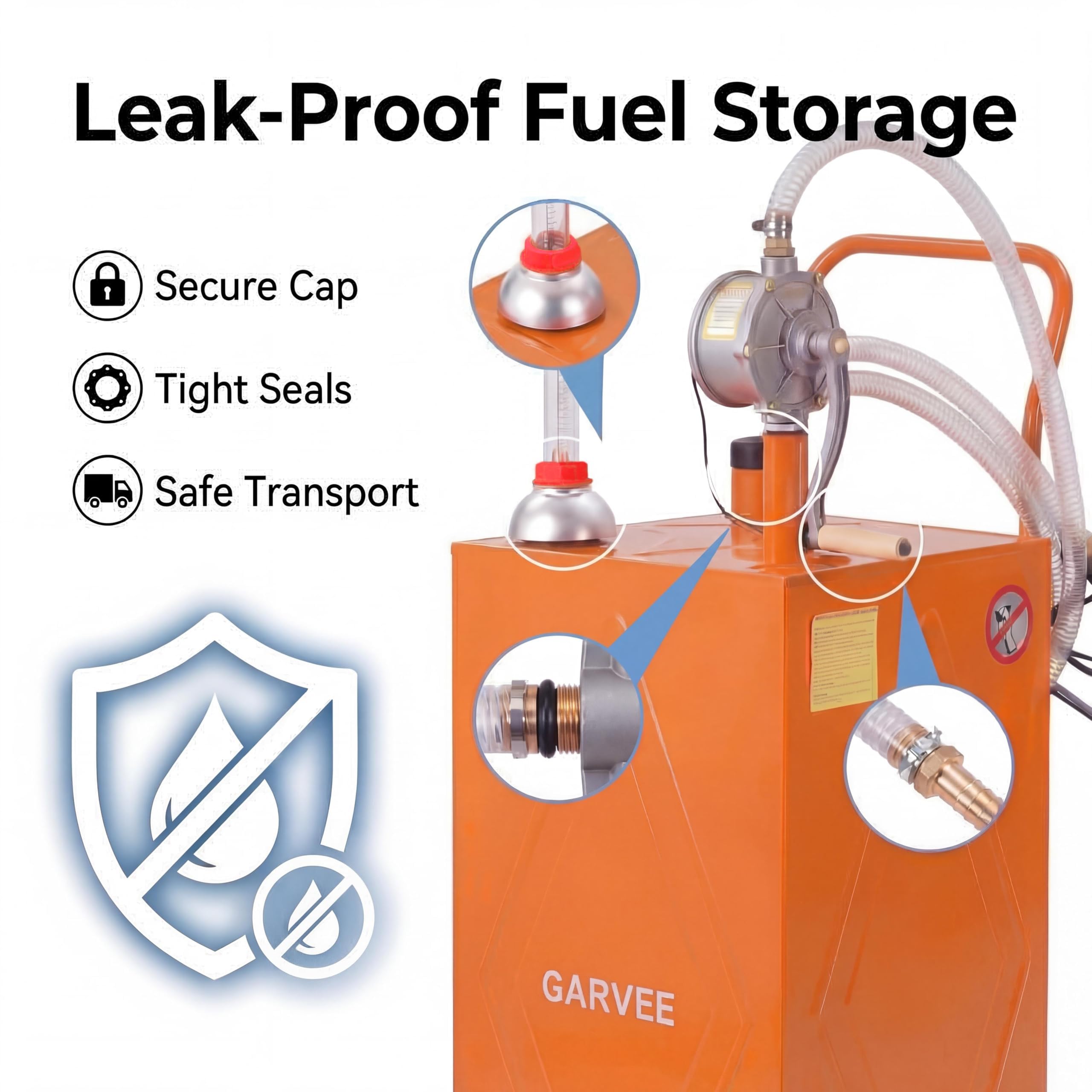Garvee 30 Gallon Fuel Caddy with Manual Pump, Portable Fuel Transfer Tank on Wheels, Heavy Duty Gasoline & Diesel Storage Container for Trucks, Boats, ATVs, Lawn Mowers, Farm Equipment