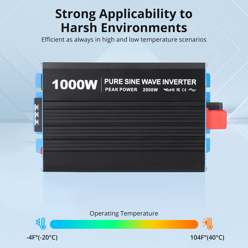 Garvee 2500W Pure Sine Wave Inverter — 5000W Peak, 12V→120V AC, Low-Idle Power, Multi‑Battery Compatible (Li/AGM/GEL), 6 Safety Protections