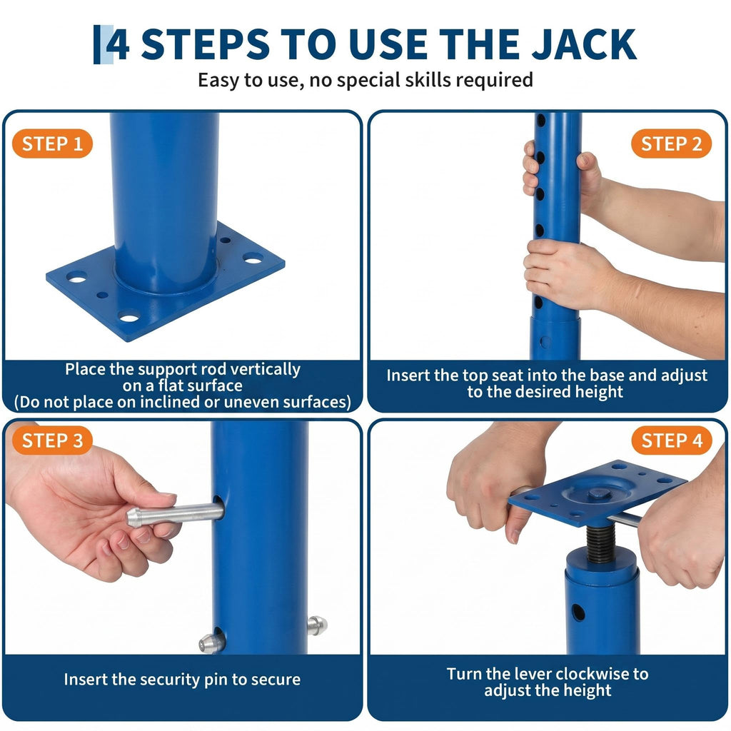 Garvee Heavy Duty Adjustable House Floor Jack Posts, 2 Pack - 53-93in Height, 18,000 lbs Capacity - Basement Joist Beam Leveling & Lifting Support for Construction, Blue, 53-93in