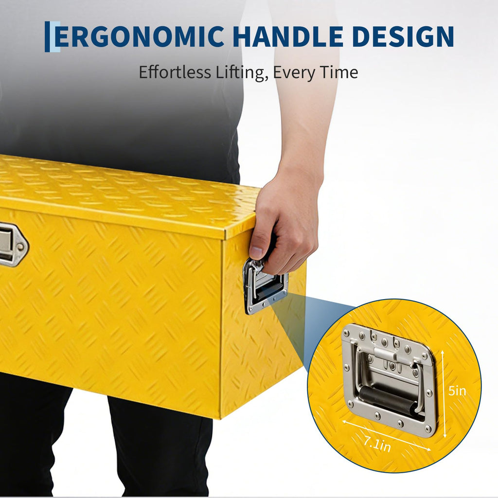 Garvee 36"x15"x15" Aluminum Truck Bed Tool Box, Weatherproof Storage Chest with Lock & Keys, Side Handles, Gas Strut Lid, Large-Capacity Heavy-Duty Organizer for Pickup, Trailer, and RV, Yellow