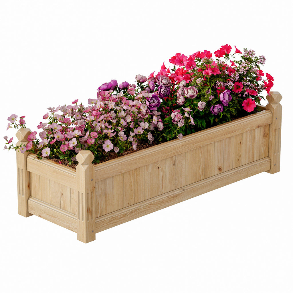 Garvee 43" x 15" x 13" Sturdy Fir Wood Raised Garden Bed – Large Rectangular Outdoor Planter Box for Vegetables, Herbs, Flowers – Easy Tool-Included Assembly, Ideal for Patio, Balcony, Backyard, Yellow