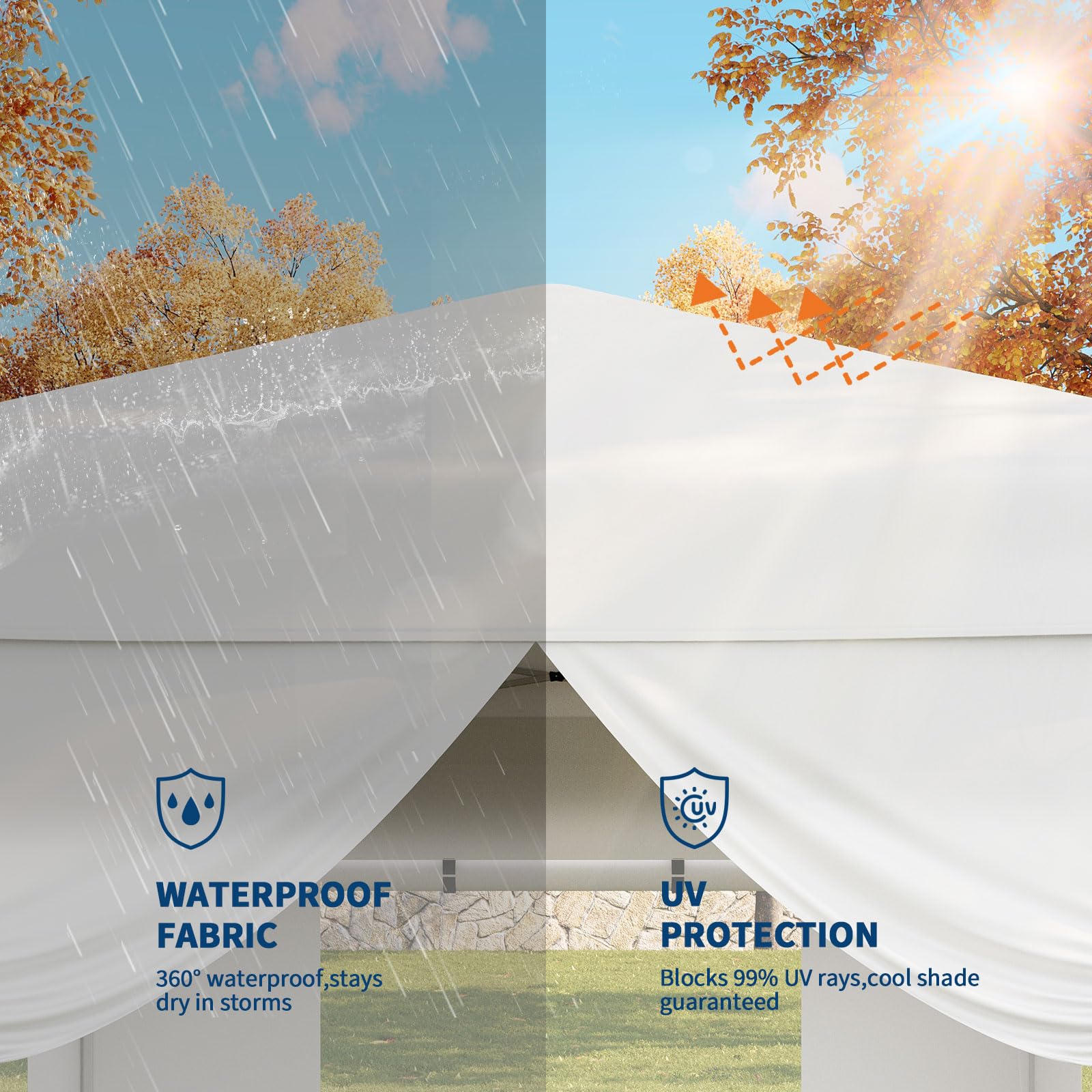 Garvee 10x10 Pop Up Canopy Tent with 4 SideWalls, Easy Up Canopy with 3 Adjustable Height, Outdoor Sun Shade with 4 Sandbags & Carrying Bag for Camping, Parties,Outdoor Events-White