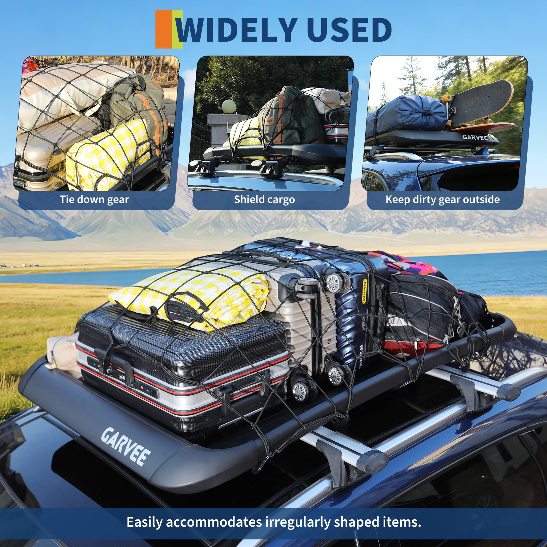 Garvee 63"X40"  Universal Roof Rack Carrier Basket, Anti-Rust Aluminum Lightweight Roof Cargo Basket, Vehicle Cargo Carrier 200LBS Capacity Rooftop with Wind Fairing, Car Top Holder, for SUV Truck Cars