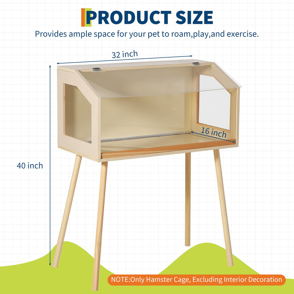 Garvee Hamster Cage with Legs, Large Syrian Hamster Habitats Enclosure with Chew Proof, Acrylic Window & Openable Top, Small Animal Cage for Guinea Pig, Chinchilla, Gerbil
