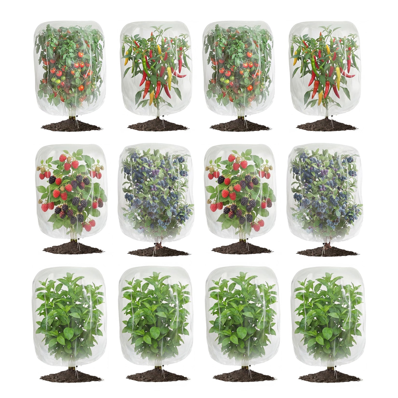 Garvee 12-Pack Plant Covers with Drawstring, 2.3' × 3.5' Breathable Garden Mesh Bags for Bird, Insect & Light Frost Protection, Reusable Netting for Vegetables, Flowers and Shrubs
