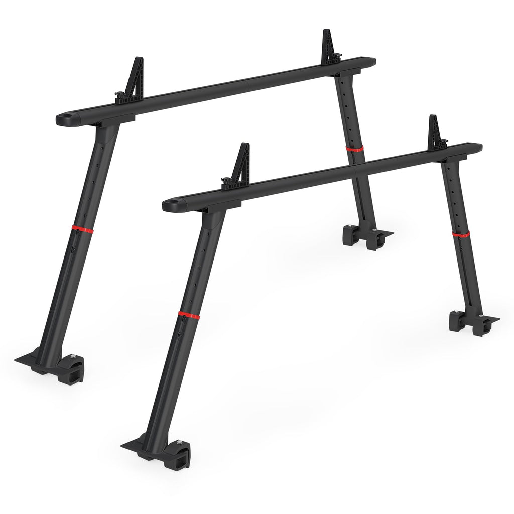 Garvee Adjustable Aluminum Truck Rack 35.4–71", 800 lbs Capacity Two-Bar Ladder Rack with 8 No-Drill C-Clamps, Heavy-Duty Pickup Bed Support for Kayak, Surfboard, Lumber & Ladders - Black