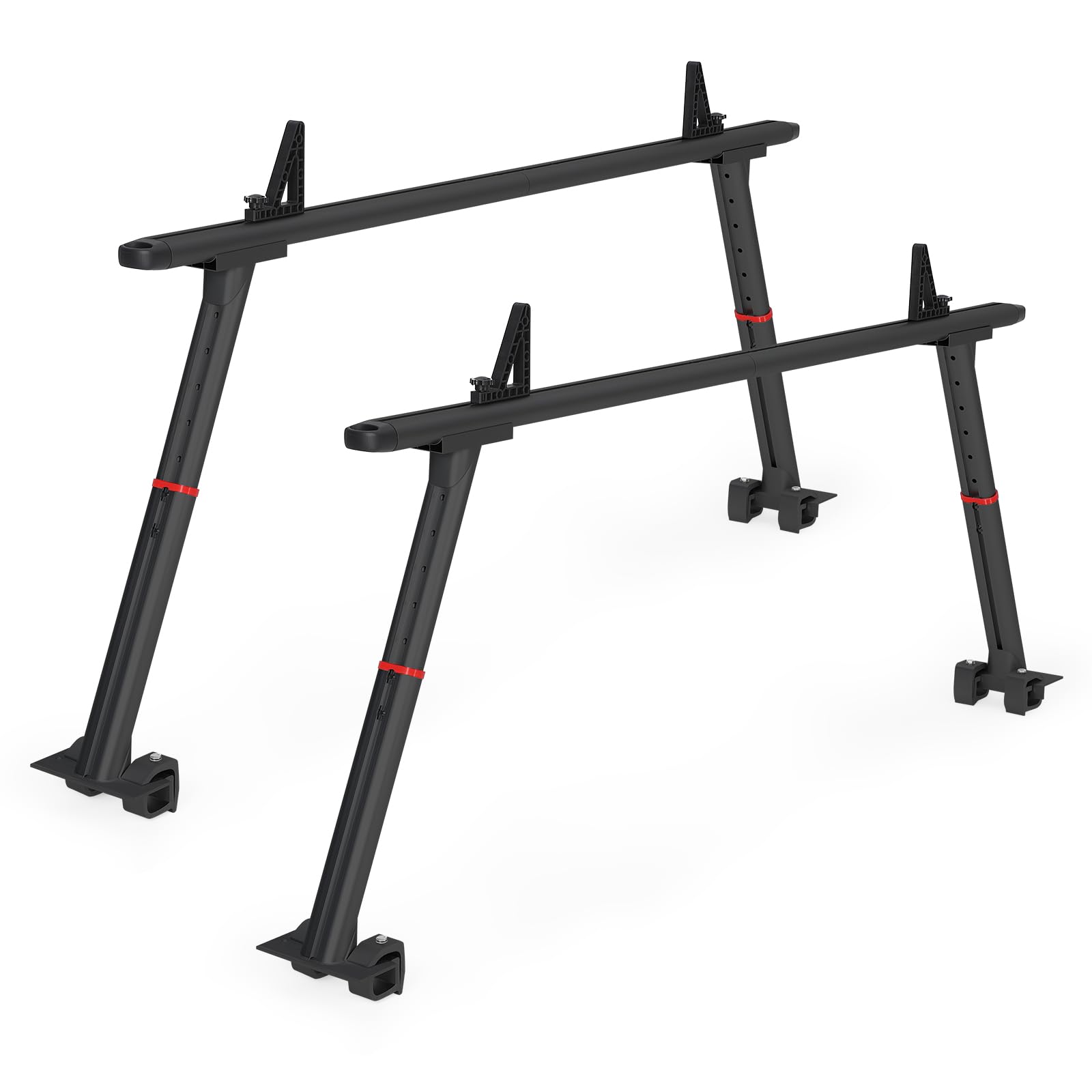 Garvee Adjustable Aluminum Truck Rack 35.4–71", 800 lbs Capacity Two-Bar Ladder Rack with 8 No-Drill C-Clamps, Heavy-Duty Pickup Bed Support for Kayak, Surfboard, Lumber & Ladders - Black