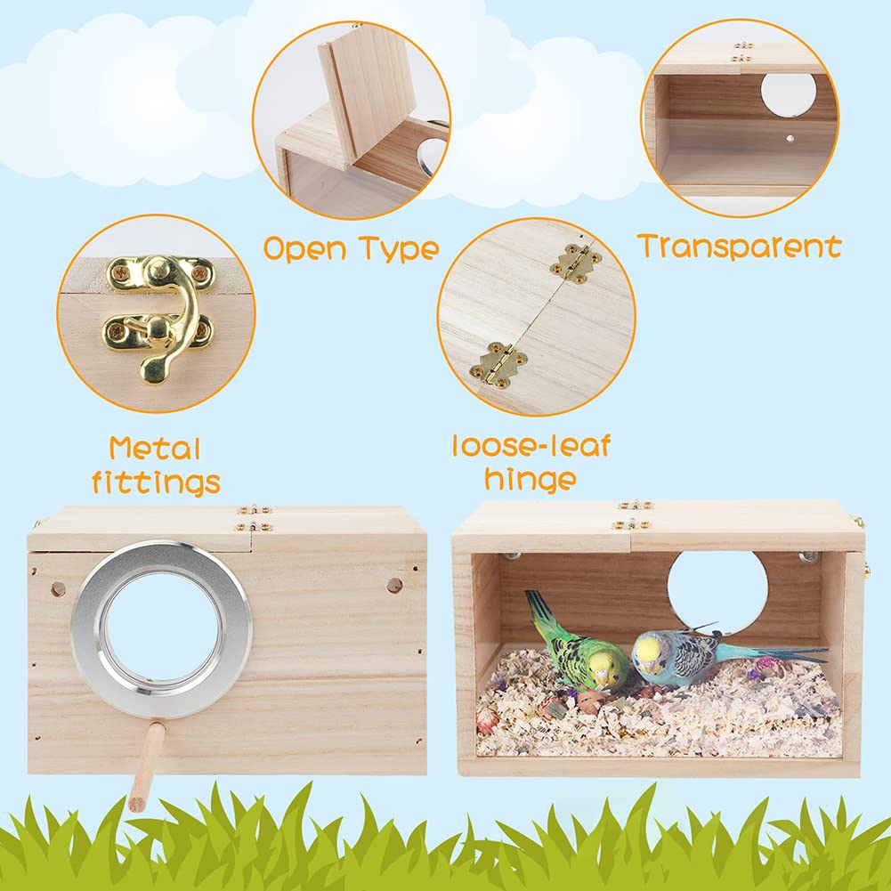 Garvee Natural Wooden Bird Nesting Box for Small Birds – Outdoor Hanging Birdhouse, Ideal for Parrots, Parakeets, Cockatiels, Budgies – Breeding Box, Decorative Garden Accessory, Size: 7.68×4.72×4.72 inch