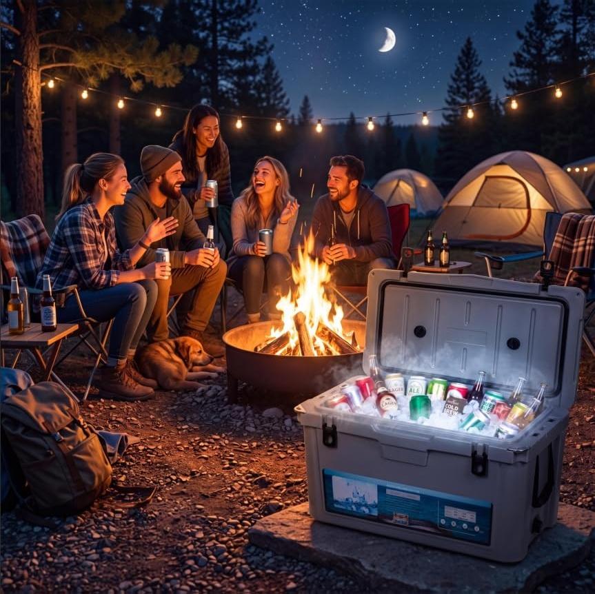 Garvee Extra-Thick Insulated Camping Cooler 75qt - Large Portable Ice Chest Keeps Ice Up to 7 Days - Strap & Handle - For Food, Drinks, Beach, Picnic, Fishing, Boat - Cool Gray - KUER-F-75 Cool Gray GRAY 6C