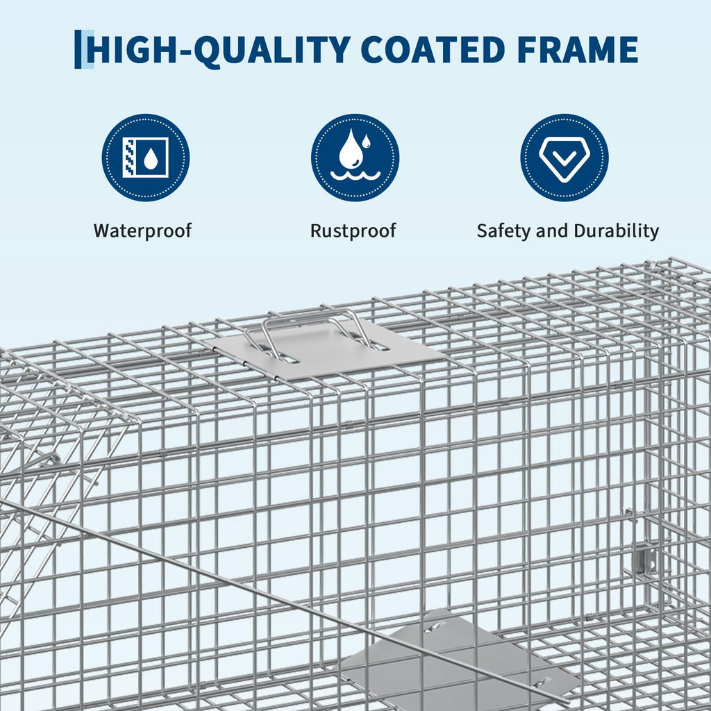 Garvee Heavy Duty Live Animal Trap Cage – Humane, Collapsible Steel, Sensitive Trigger, Easy Assembly – For Stray Cats, Raccoons, Skunks, Groundhogs, Armadillos – 36x10x12 in / 91.5x25.4x30.5 cm
