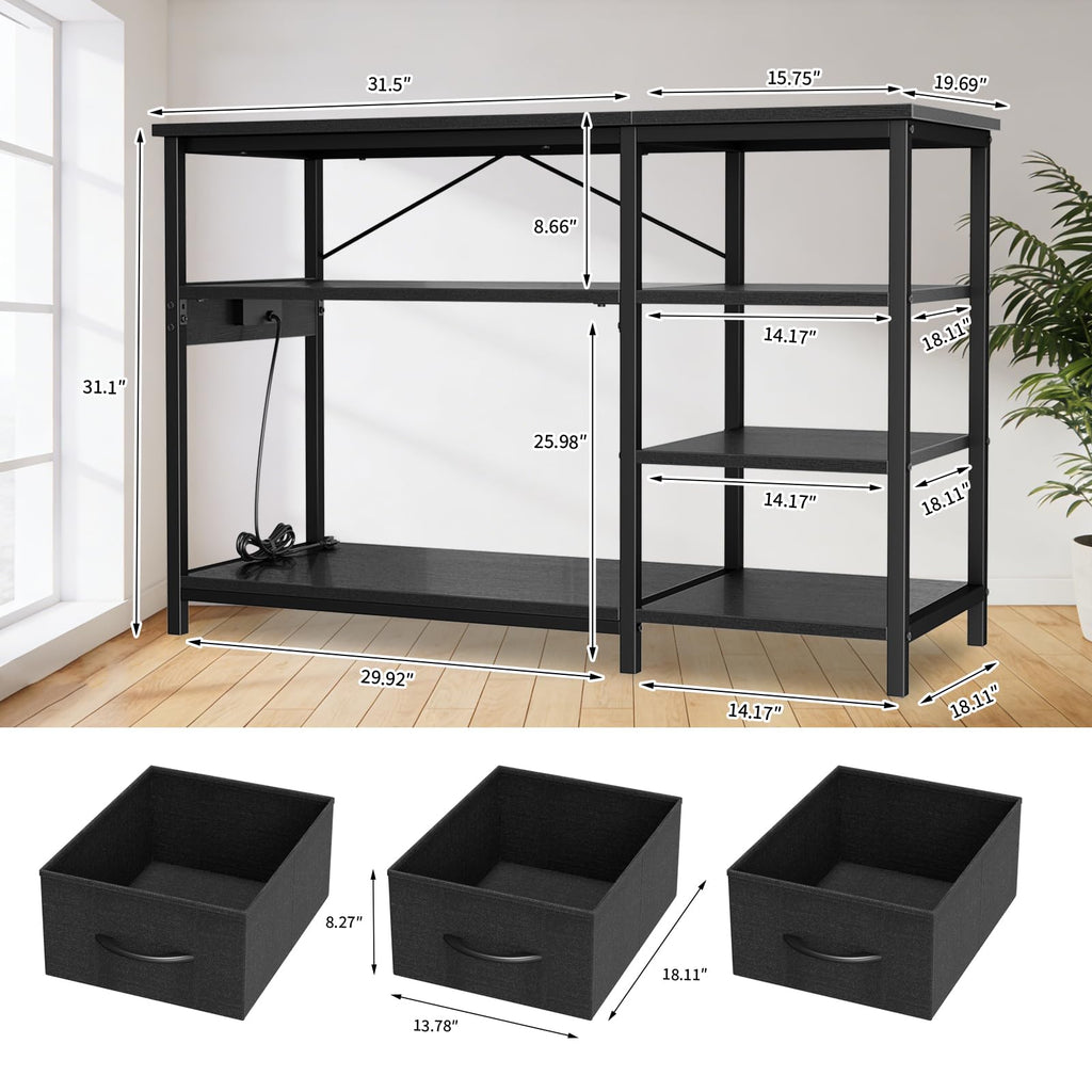 Garvee 55-75 Gallon Aquarium Stand, Heavy Duty Fish Tank Stand with Drawers & Shelves, LED Light, 1000lbs Capacity, Fish & Reptile Tanks Stand with Power Outlet & USB