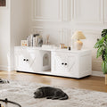 Garvee Cat Litter Box Enclosure for 2 Cats, Hidden Litter Box Furniture Cabinet with Double Room, Double Cat Litter Box Enclosure, Indoor Cat House, 43.4 x 18.1 x 17.7 Inches