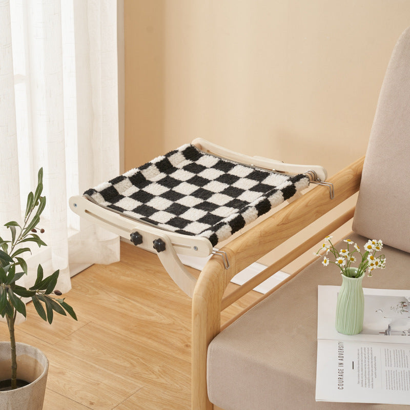 Garvee Cat Window Perch, Cat Radiator Bed Hammock, Holds Up to 18kg Wooden Seat Cats Bed, No-Screw Adjustable and Suction Cups, for Windowsill, Bedside, Radiator, Easy Assembly