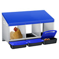 Garvee 3-Compartment Chicken Nesting Box – Automatic Roll-Away Tray & Support Stand, Blue