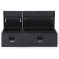 Garvee 48"X16"X14" Heavy Duty Steel Truck Bed Tool Box – Double Lid, Grooved Weatherproof Metal Chest with T-Handle & Side Handle, Durable Organizer for Pickup Truck, RV, Trailer, Front Double, Black