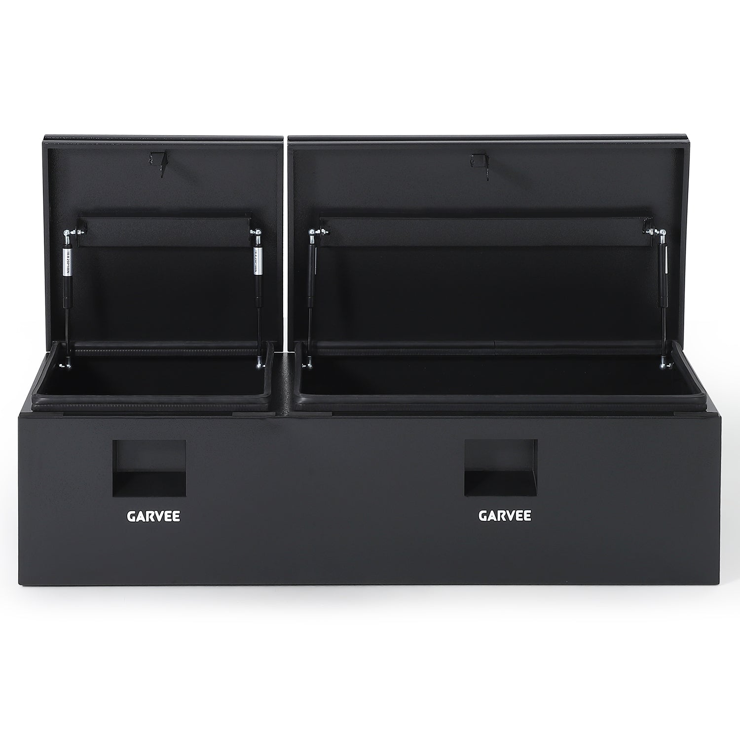 Garvee 48"X16"X14" Heavy Duty Steel Truck Bed Tool Box – Double Lid, Grooved Weatherproof Metal Chest with T-Handle & Side Handle, Durable Organizer for Pickup Truck, RV, Trailer, Front Double, Black