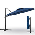 Garvee 10' × 10' Cantilever Patio Umbrella, 360° Rotating Aluminum Offset Umbrella with Adjustable Height, Navy Blue, Base Not Included