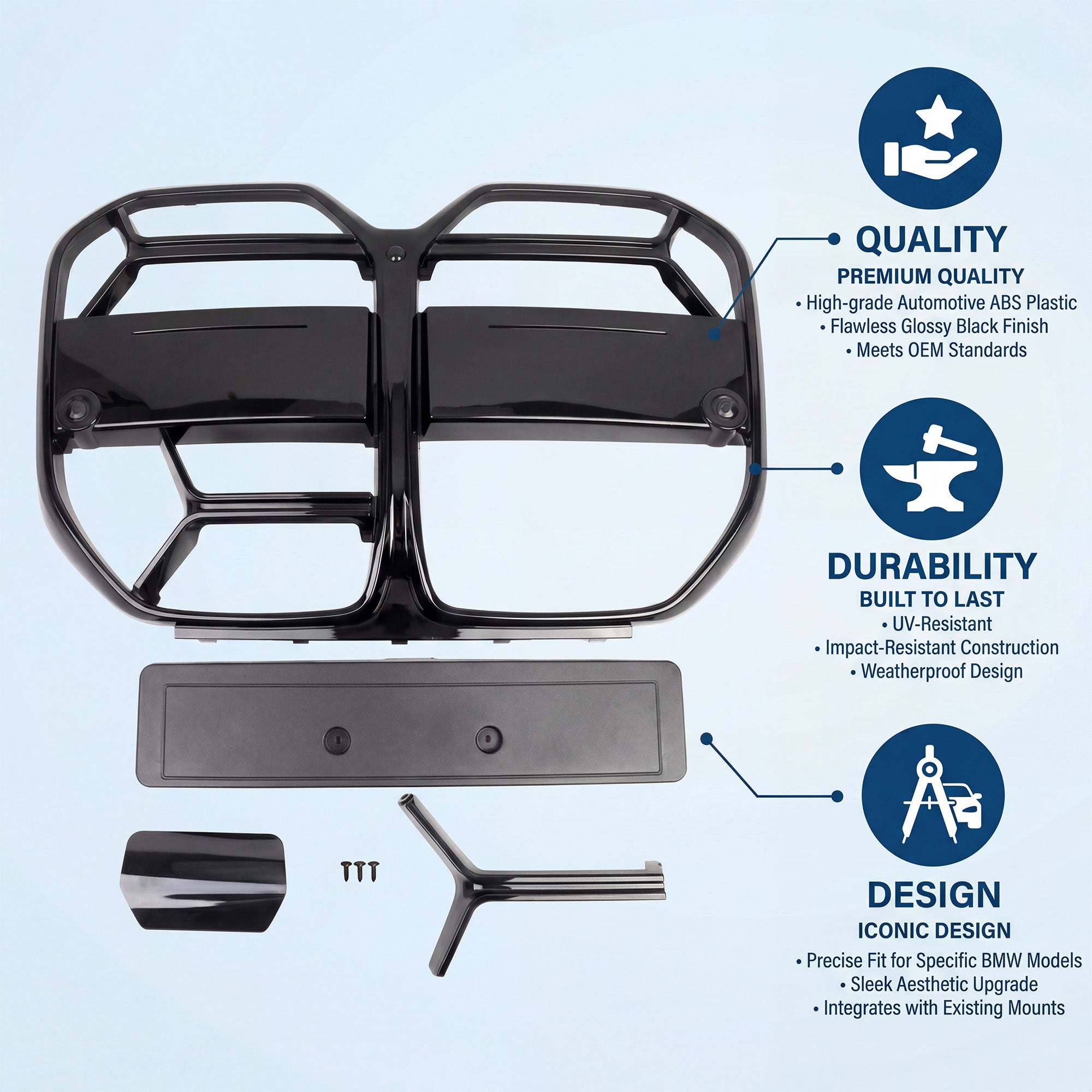 Garvee Select Car Grille Guard – Glossy Black Front Bumper Protector – Easy Install, Durable Finish, Anti-Debris Tuning Accessory, Global Fit, Custom Exterior Styling – Color: Glossy Black