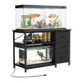 Garvee 55-75 Gallon Aquarium Stand, Heavy Duty Fish Tank Stand with Drawers & Shelves, LED Light, 1000lbs Capacity, Fish & Reptile Tanks Stand with Power Outlet & USB