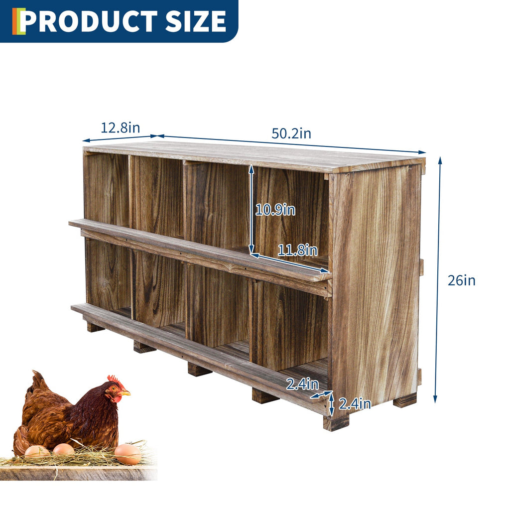 Garvee Chicken Nesting Box, 8 Compartment Wooden Nesting Boxes for Chickens, Floor Stand/Wall Mount Roosting Boxes with Perches for Chickens, Hens, Ducks, Backyard and Farms
