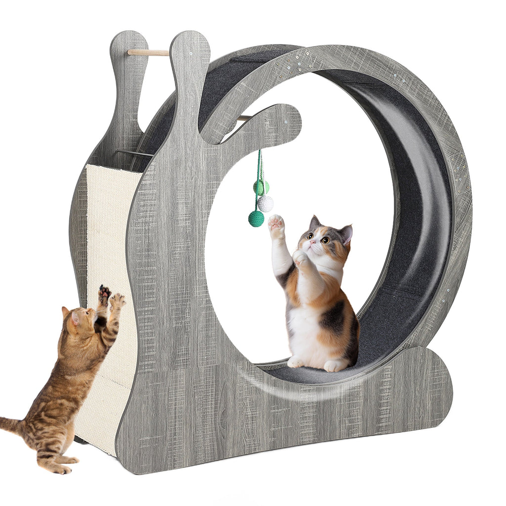 Garvee Cat Wheel Exerciser for Indoor Cats, 45'' Large 3-in-1 Cat Treadmill with Scratching Board and Play Balls, Quiet Cats Running Wheel for Kitty Fitness Grey