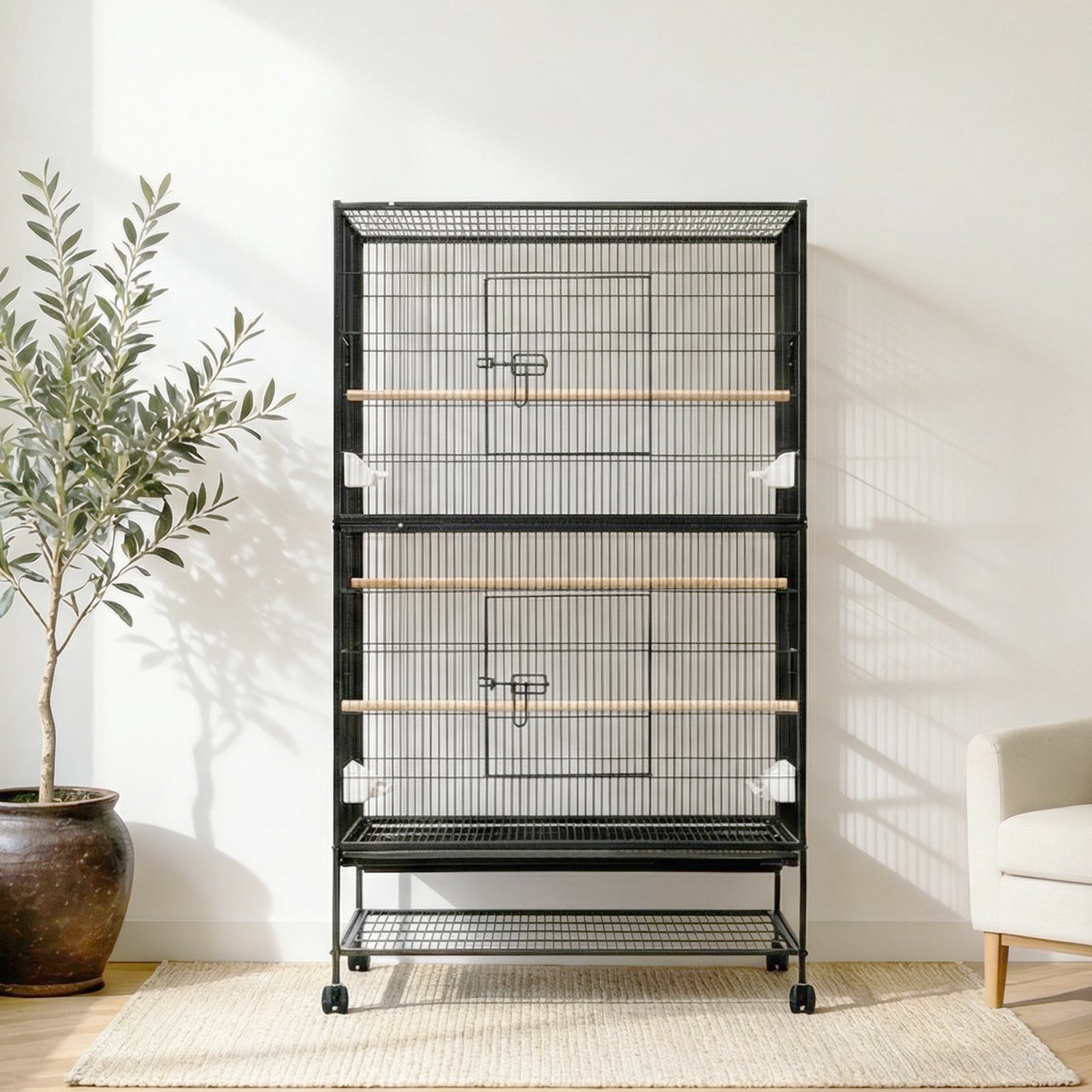 Garvee 61 Inch Large Bird Cage, Bird Cage with Rolling Storage Stands, Feed Bowls, Wide Tall Parakeet Cage for Macaw, Parakeets, Parrot, Conures, Cockatiel, Cockatoo