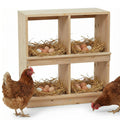 Garvee Double Deck Wooden Chicken Nesting Box – Four Compartments, Roll-Away Egg Collection, Insulated Sunproof, Wall-Mounted or Floor-Standing, Perch, Ideal for Poultry Coops and Farms, 4-Compartment Double Layer