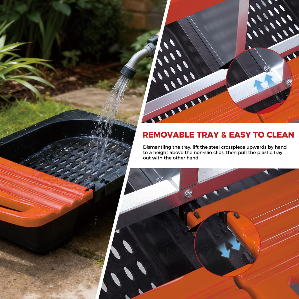 Garvee 3-Compartment Galvanized Steel Chicken Nesting Box – Roll-Away Tray & Support Stand, Orange