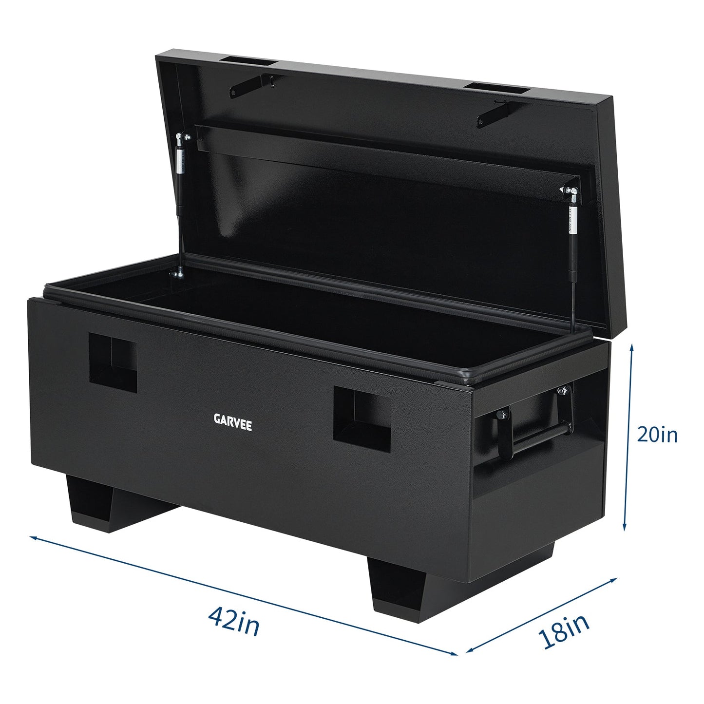 Garvee 42"x18"x20" Heavy-Duty Steel Truck Bed Tool Box - Lockable Waterproof Jobsite Chest with Removable Feet, Side Handles, and Dual Locks, Black with Silver Floral Spray Coating, Ideal for Trucks, Trailers, and Garages, Black